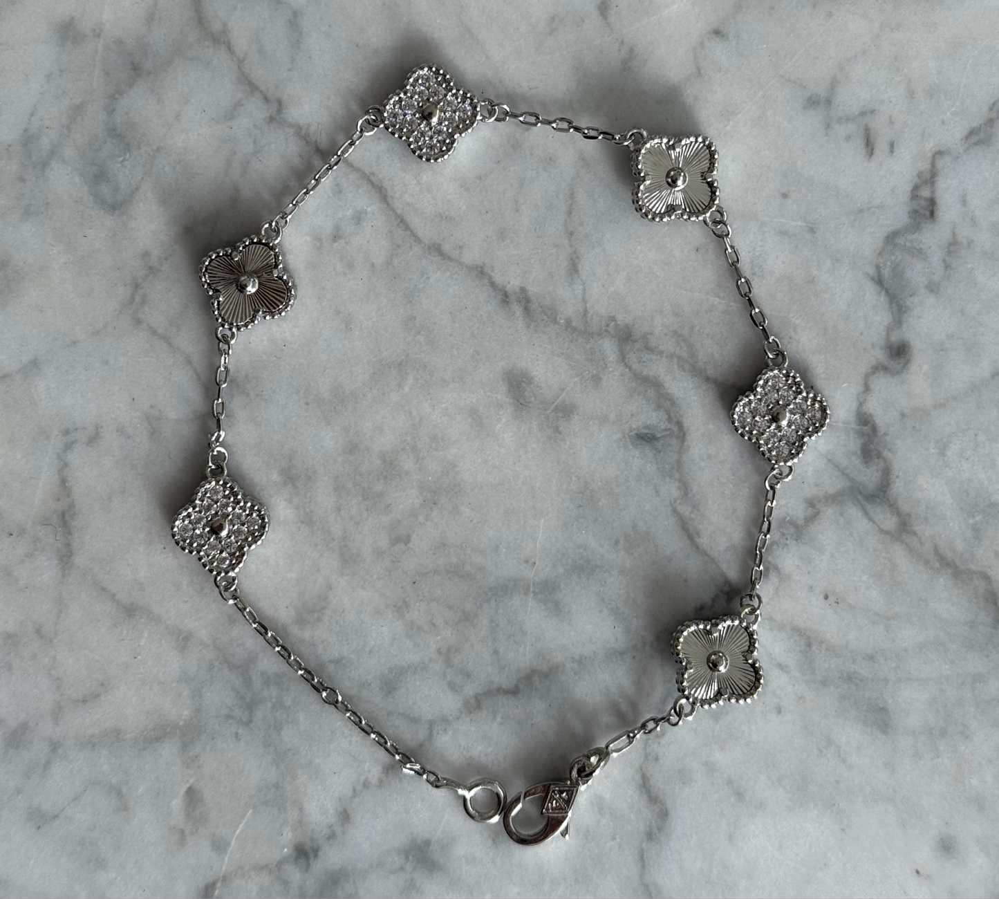 Silver/Pave Cleef Bracelet