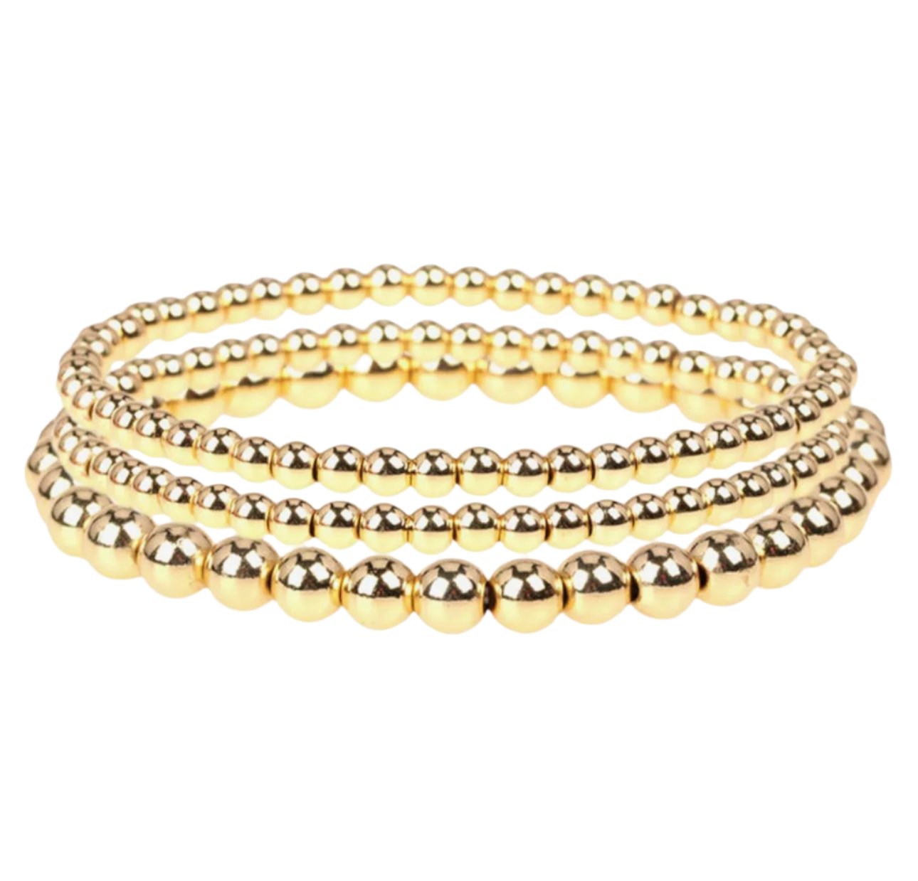 Gold Beaded Bracelets Stack of 3