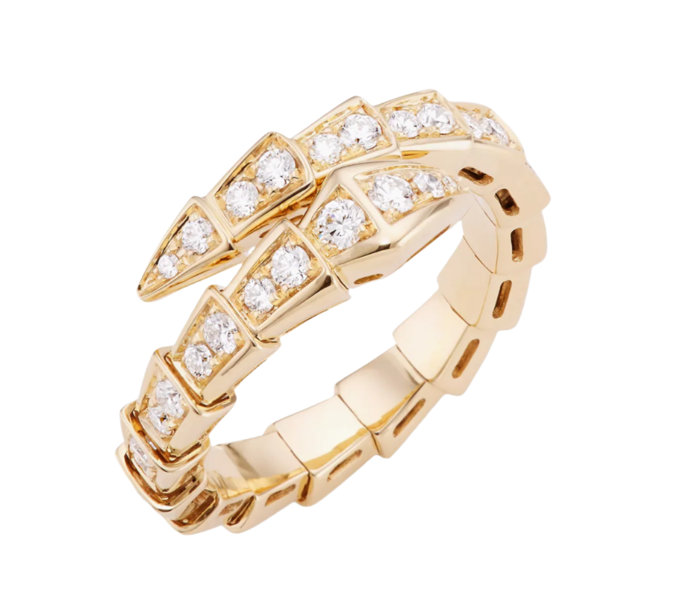 Thin Gold Pave Snake Ring