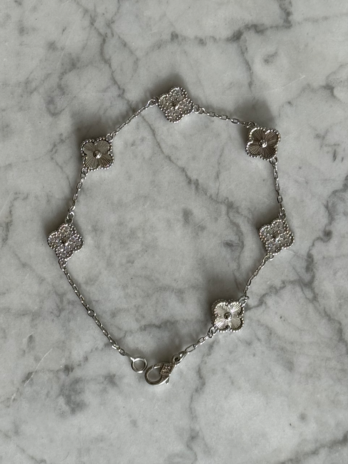 Silver/Pave Cleef Bracelet