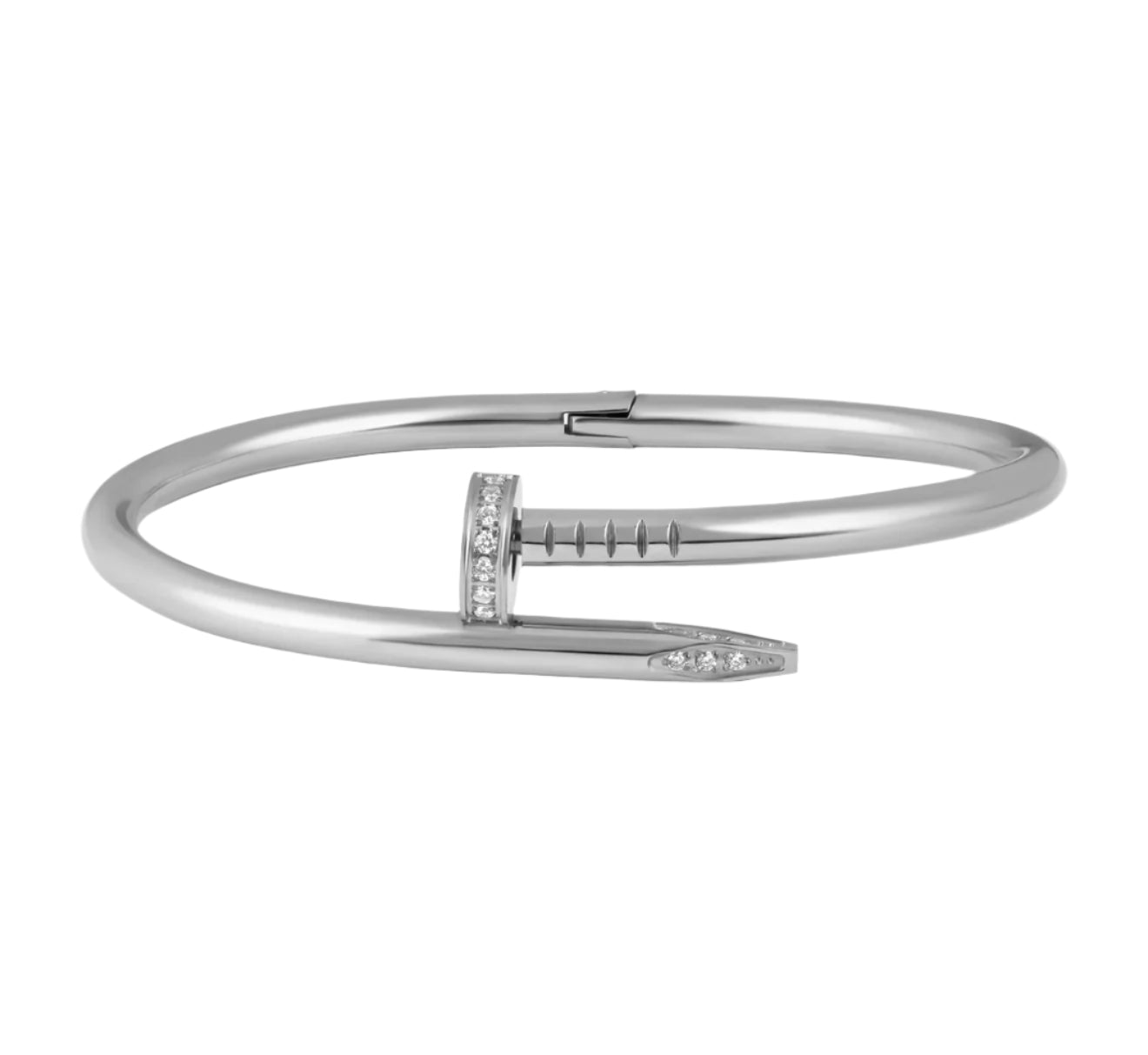 Silver Nail Bracelet with Crystals