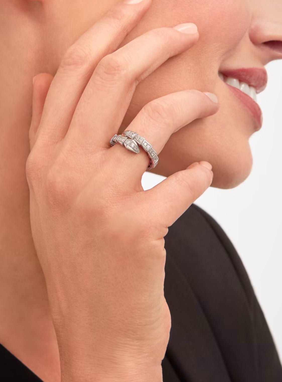 Snake Silver Pave Ring