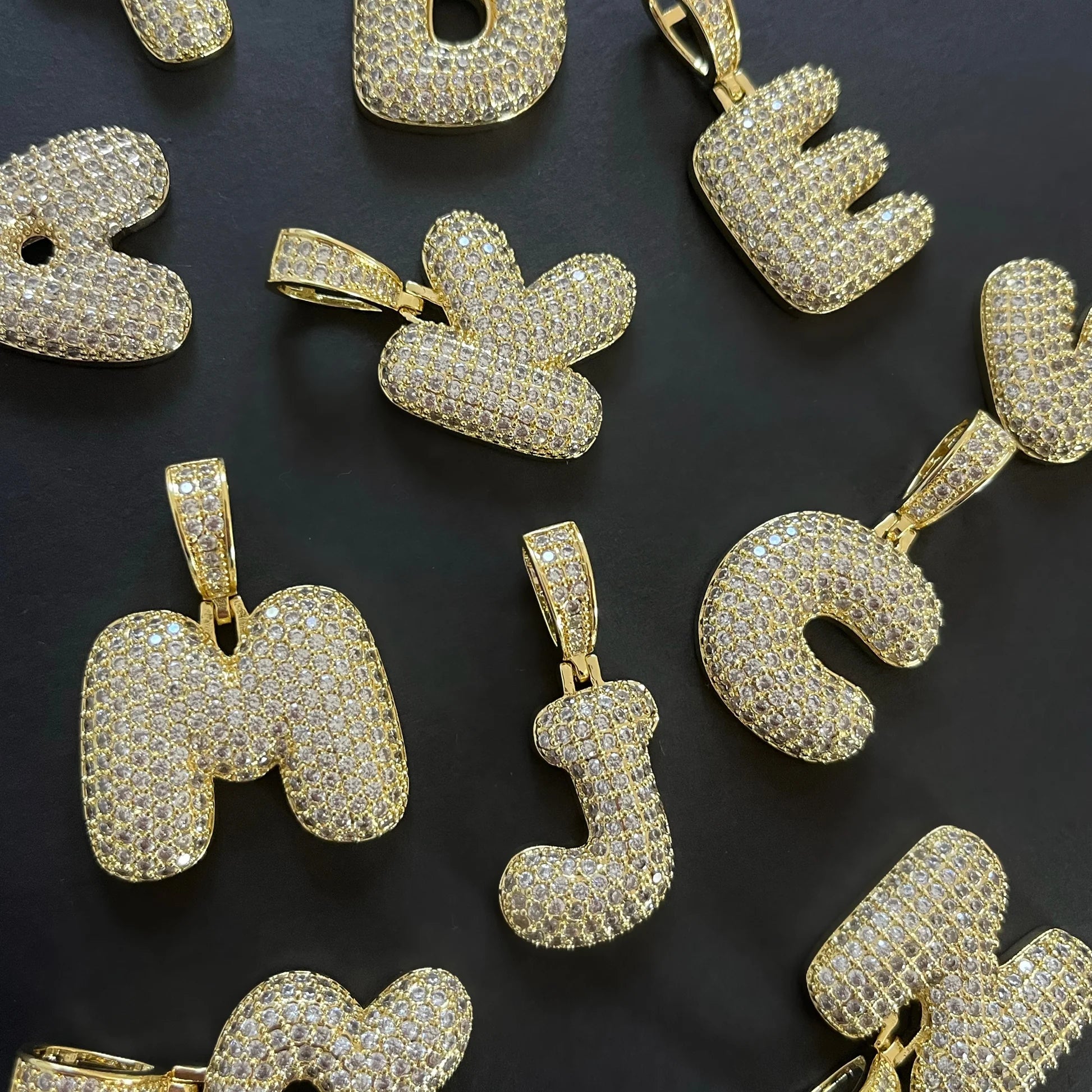 BUBBLE ICED OUT INITIAL PENDANT BUY 1 GET 1 FREE Love Stones