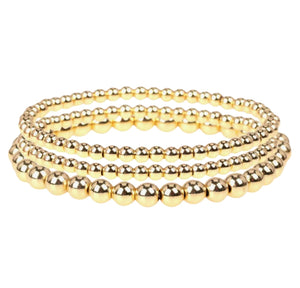 Gold Beaded Bracelets Stack of 3