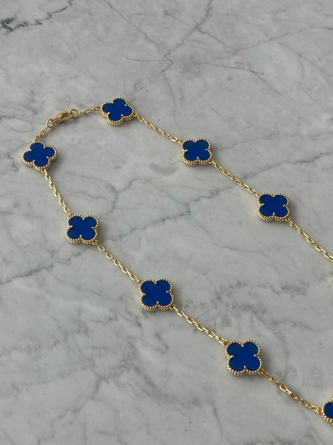 Blue/Gold Cleef Necklace