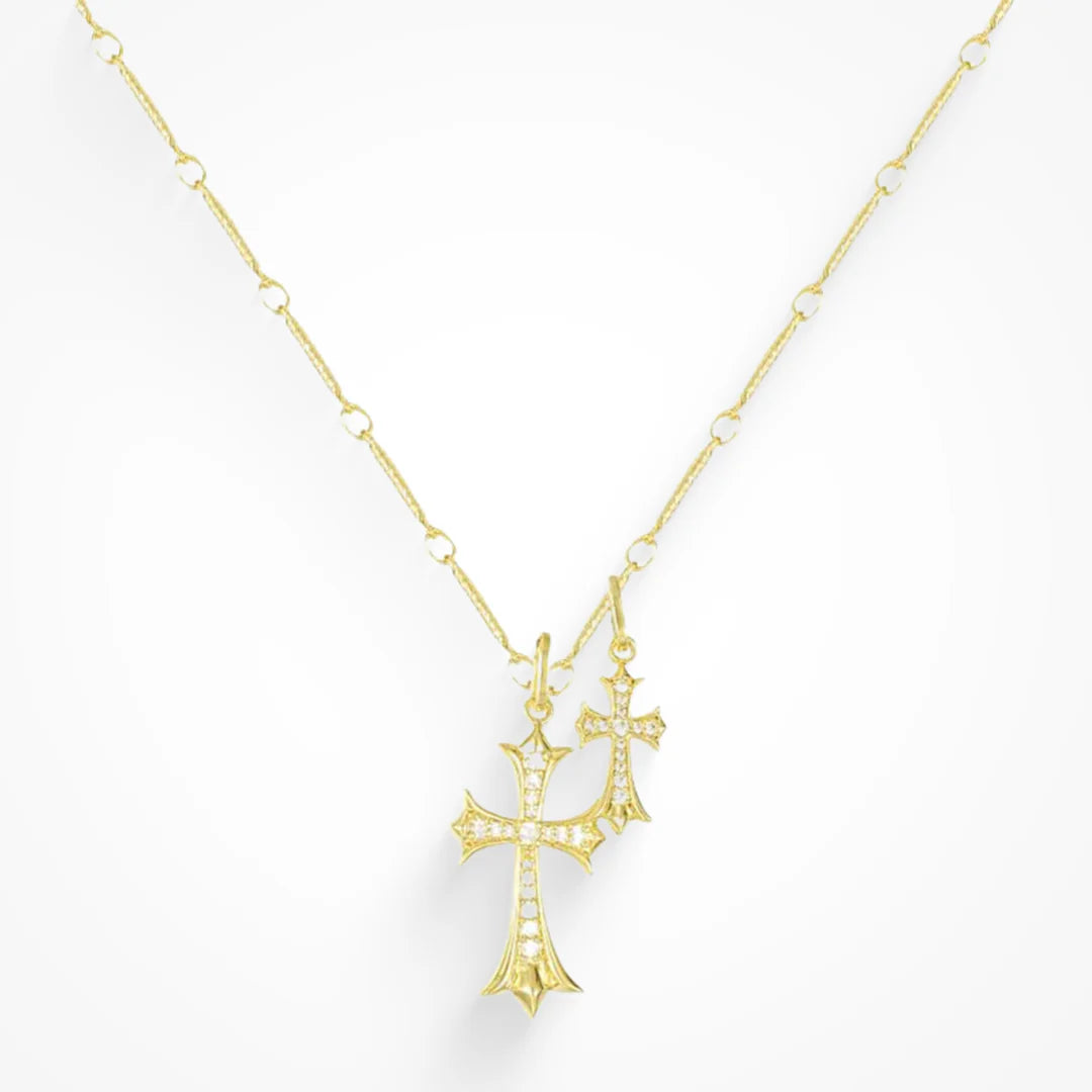 Double Cross Necklace (Gold)