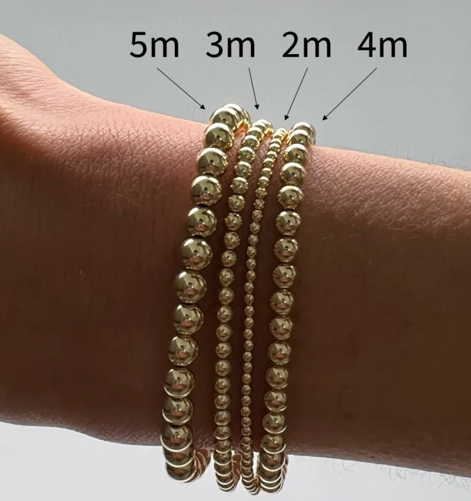 Gold Beaded Bracelets Stack of 3