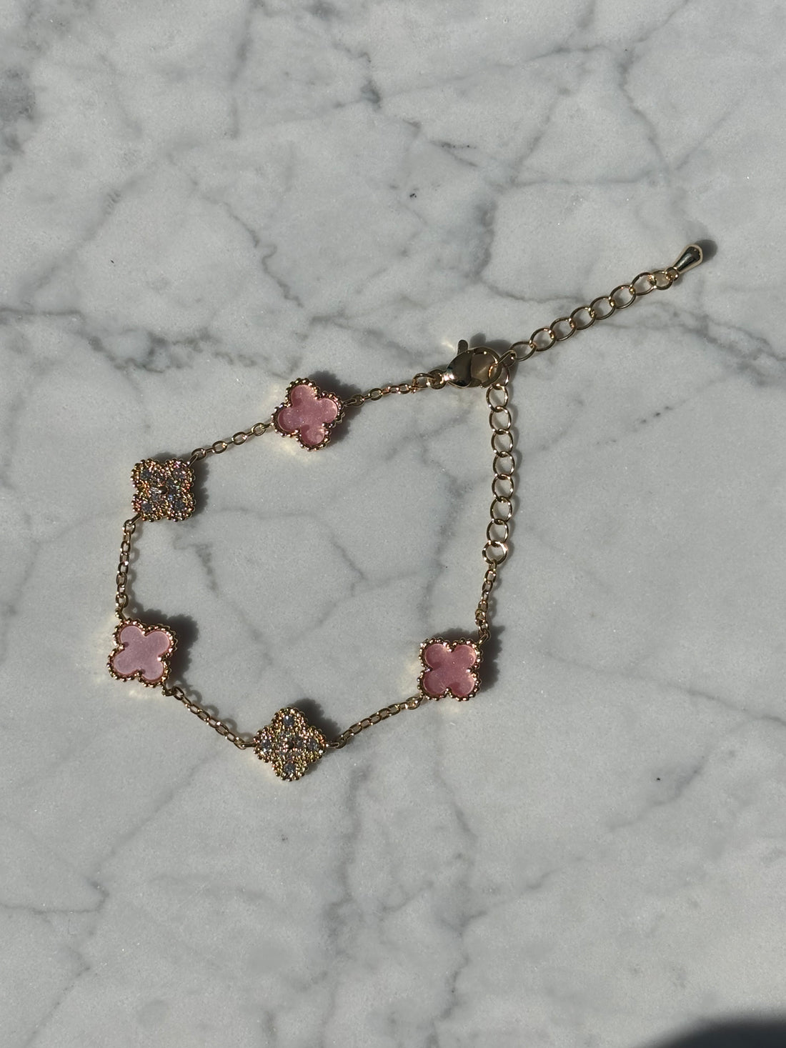 Mini Pink/Gold Clover Bracelet