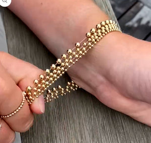 Gold Beaded Bracelets Stack of 3