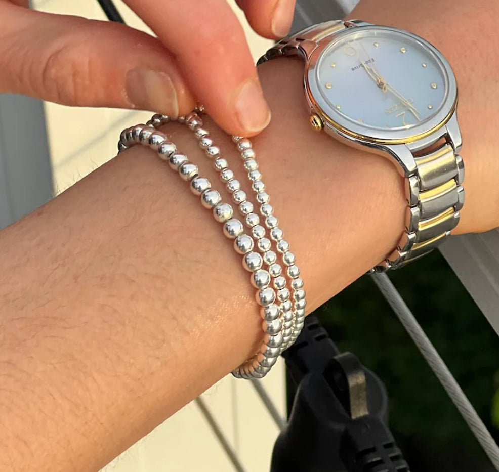 Silver Beaded Bracelets
