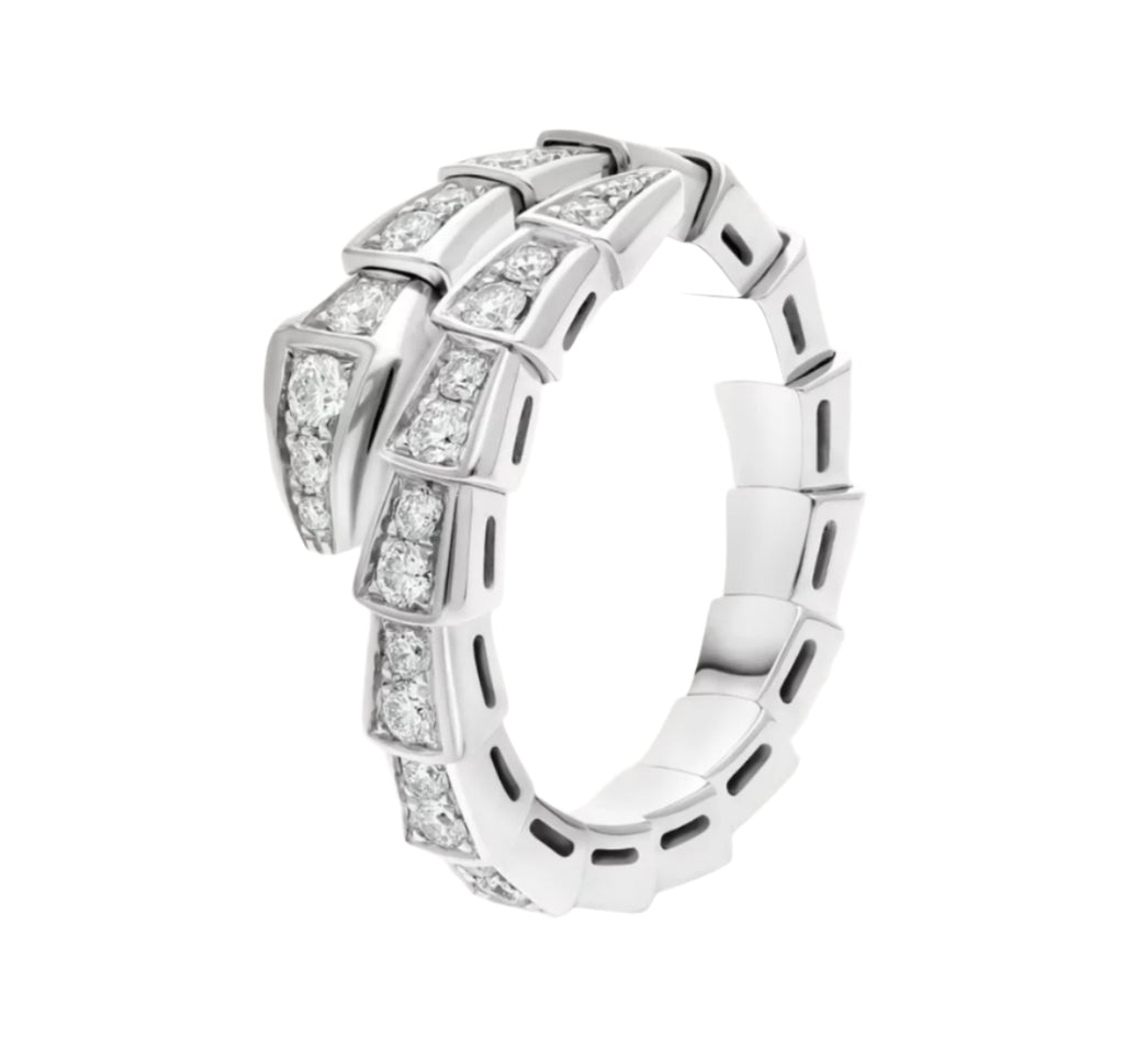 Snake Silver Pave Ring