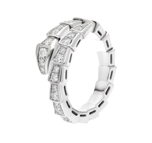 Snake Silver Pave Ring
