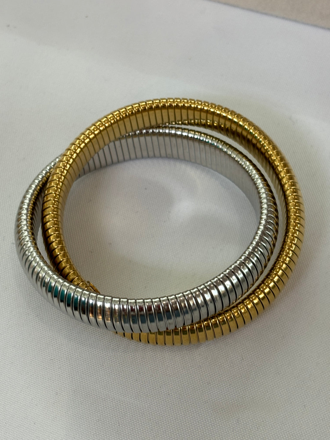 Double Snake Silver + Gold Bracelet