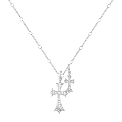 Double Cross Necklace (Silver)