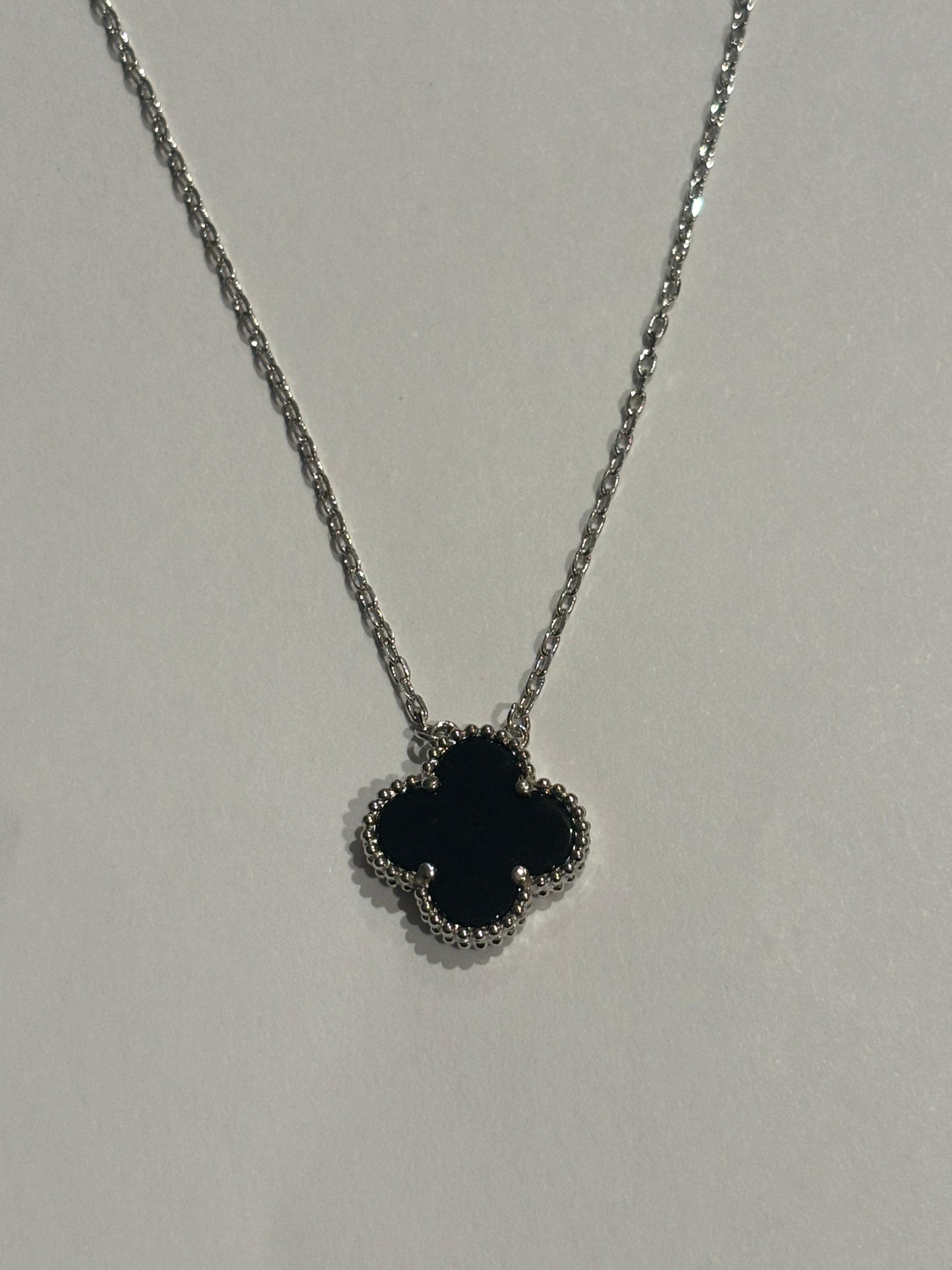 Silver/Black Cleef Necklace