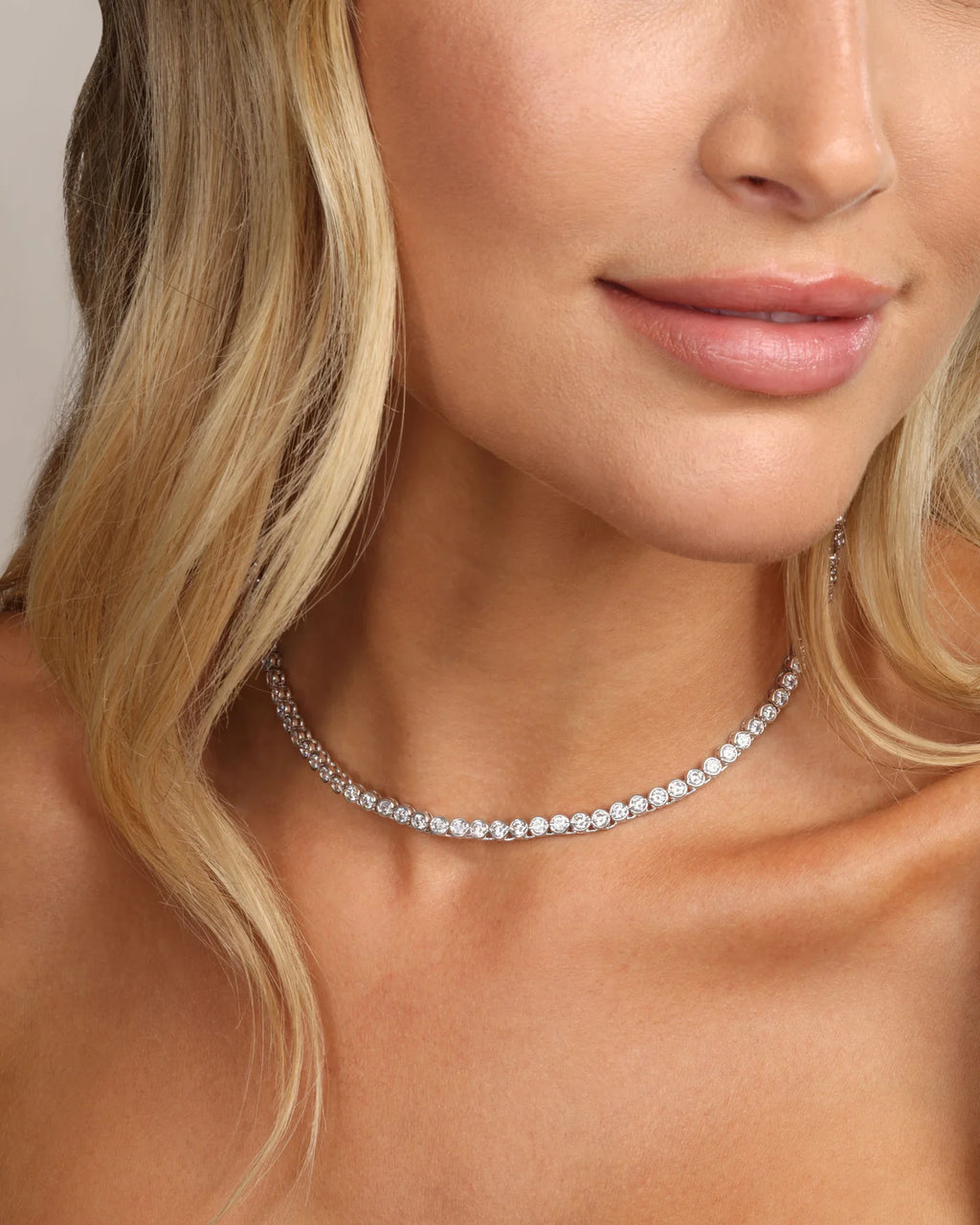 Silver Bezel Set Necklace