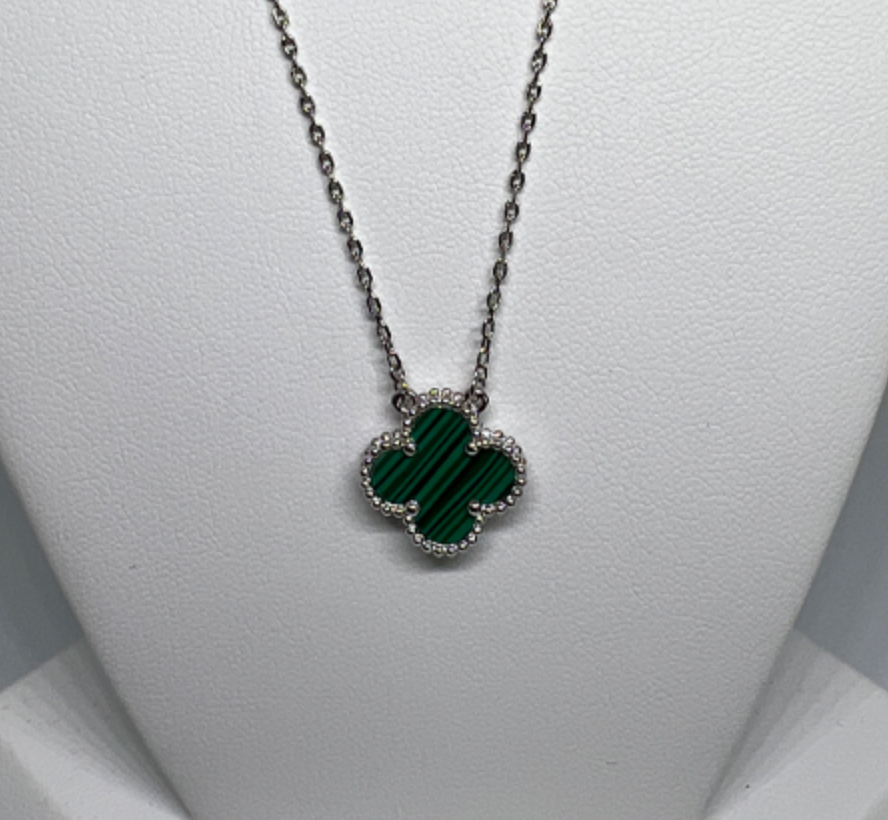 Silver/Green Cleef Necklace