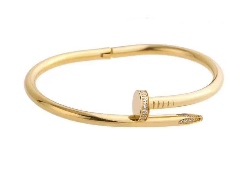 Gold Nail Bracelet with Crystals